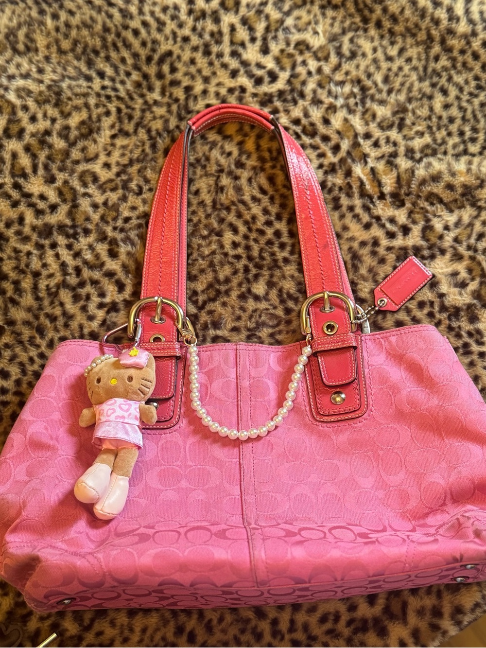 Y2k Barbie pink coach canvas tote Bag